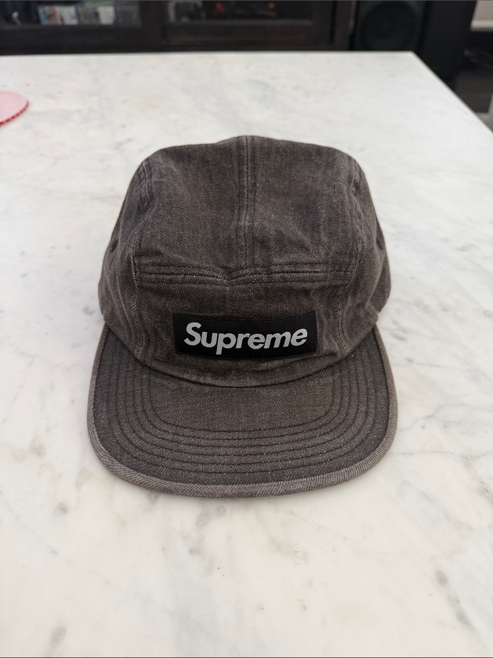 Supreme Washed Gray 5-Panel Camp Cap